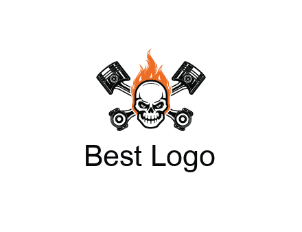 pistons behind skull on fire