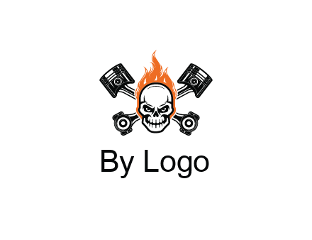 pistons behind skull on fire