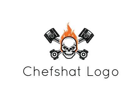 pistons behind skull on fire