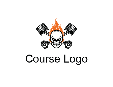 pistons behind skull on fire