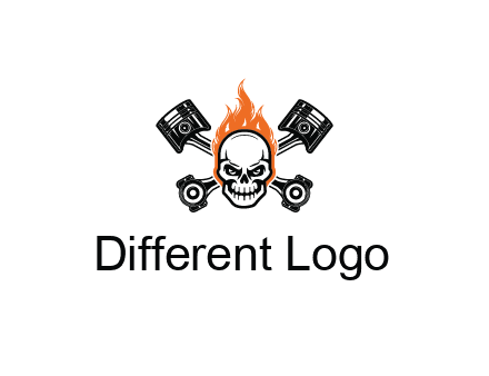pistons behind skull on fire