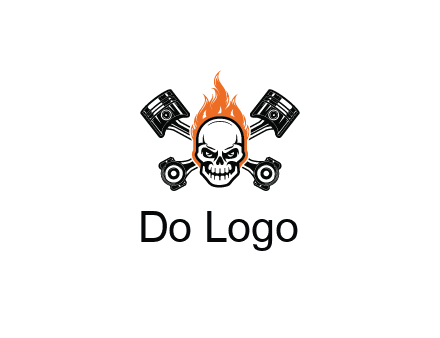 pistons behind skull on fire