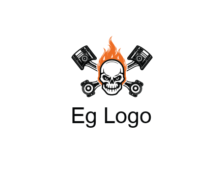 pistons behind skull on fire