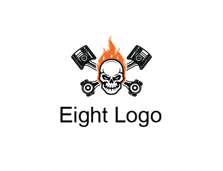 pistons behind skull on fire
