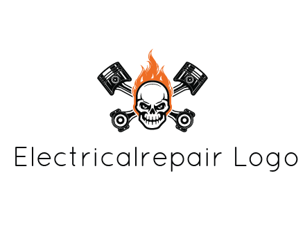 pistons behind skull on fire