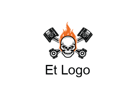 pistons behind skull on fire
