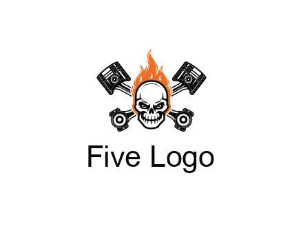 pistons behind skull on fire