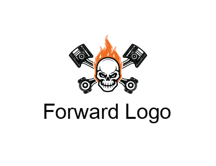 pistons behind skull on fire