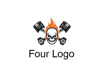 pistons behind skull on fire