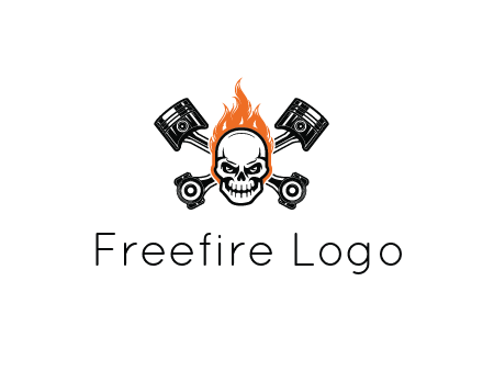 pistons behind skull on fire
