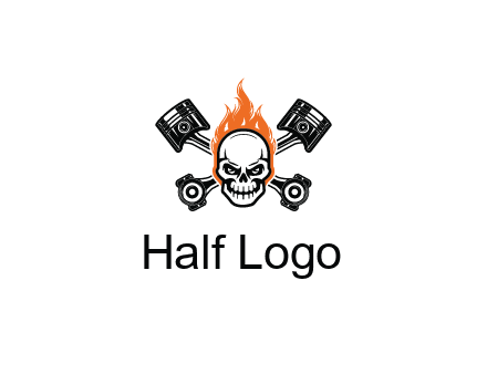pistons behind skull on fire