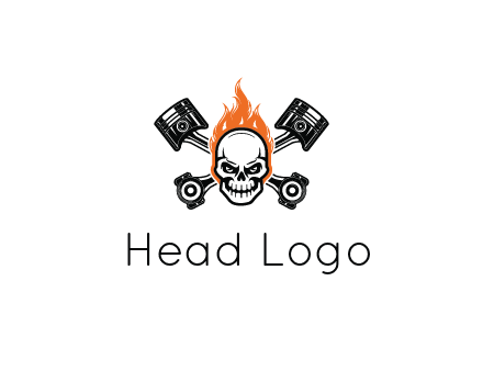 pistons behind skull on fire