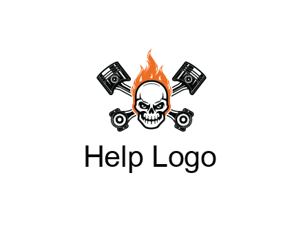 pistons behind skull on fire