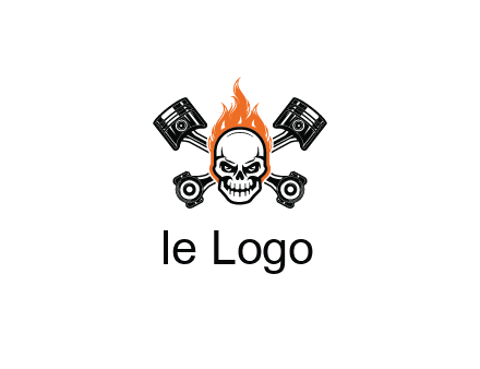 pistons behind skull on fire