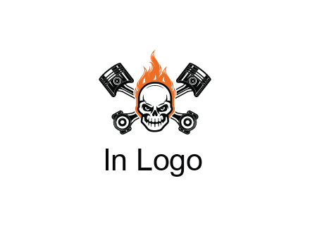 pistons behind skull on fire