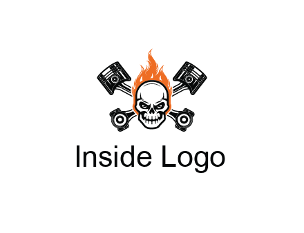 pistons behind skull on fire