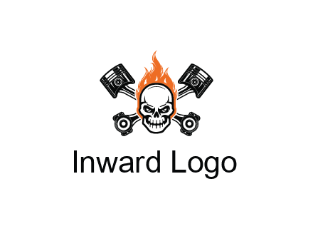 pistons behind skull on fire