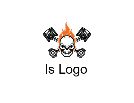 pistons behind skull on fire