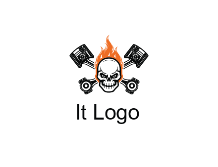 pistons behind skull on fire