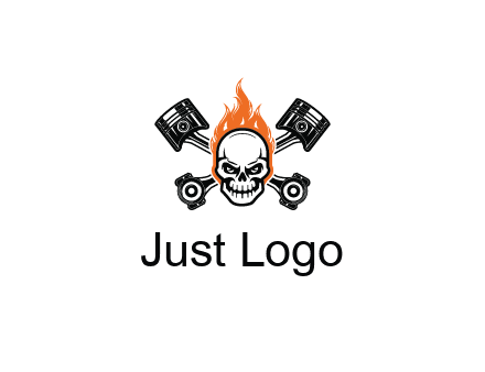 pistons behind skull on fire