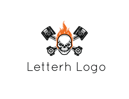 pistons behind skull on fire