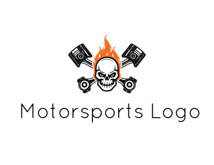 pistons behind skull on fire