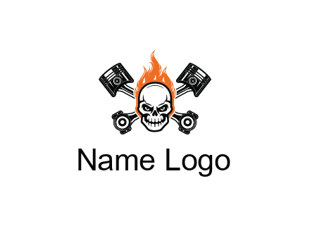 pistons behind skull on fire