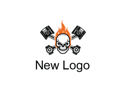 pistons behind skull on fire