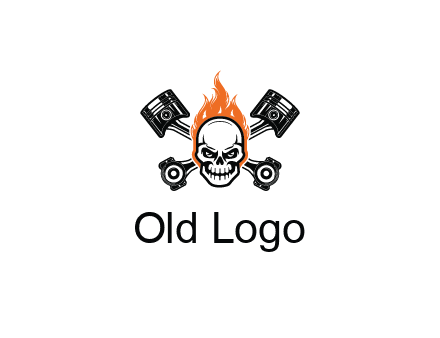 pistons behind skull on fire