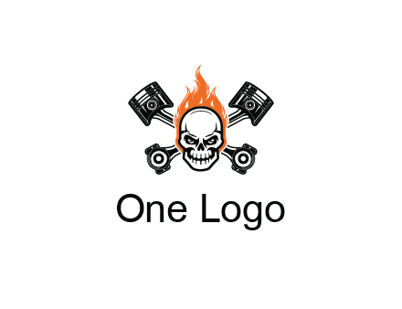pistons behind skull on fire