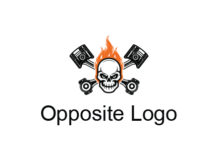 pistons behind skull on fire
