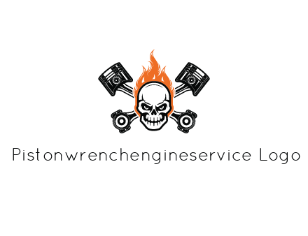 pistons behind skull on fire