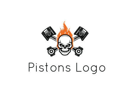 pistons behind skull on fire