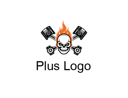 pistons behind skull on fire