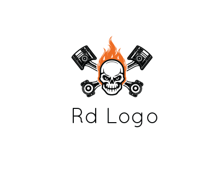 pistons behind skull on fire