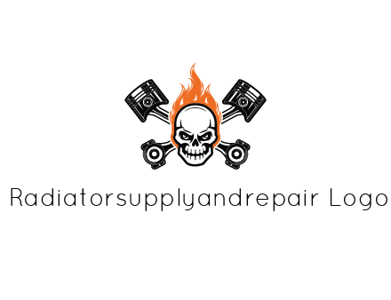 pistons behind skull on fire