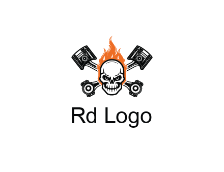 pistons behind skull on fire