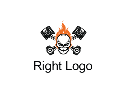 pistons behind skull on fire