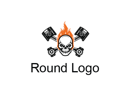 pistons behind skull on fire