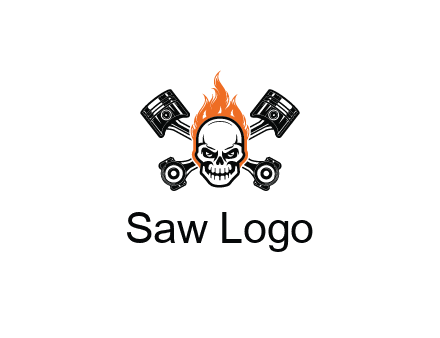pistons behind skull on fire