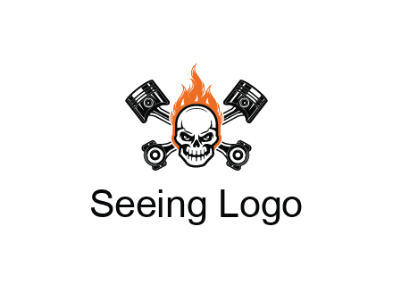 pistons behind skull on fire