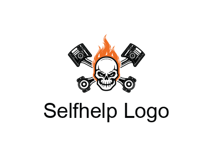 pistons behind skull on fire