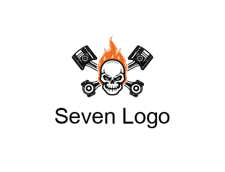 pistons behind skull on fire