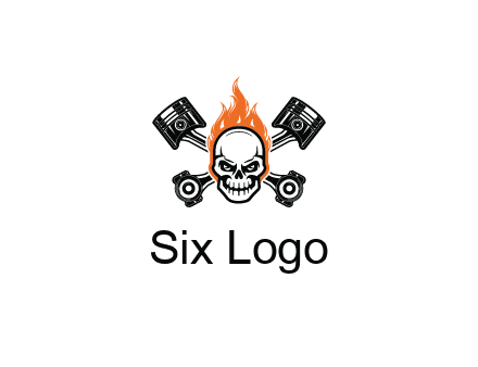 pistons behind skull on fire