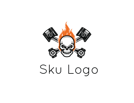 pistons behind skull on fire