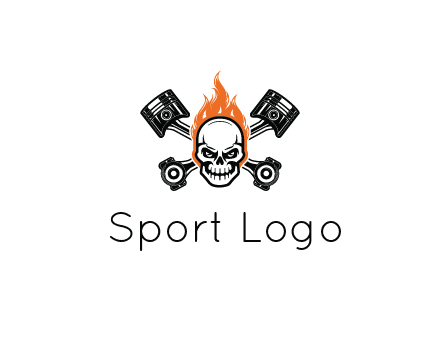 pistons behind skull on fire