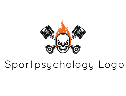 pistons behind skull on fire