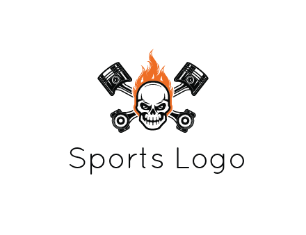 pistons behind skull on fire
