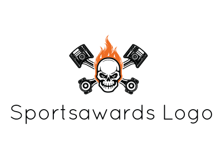 pistons behind skull on fire