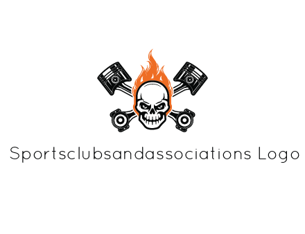 pistons behind skull on fire